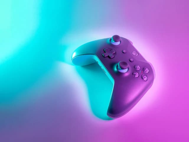 A console controller under coloured light
